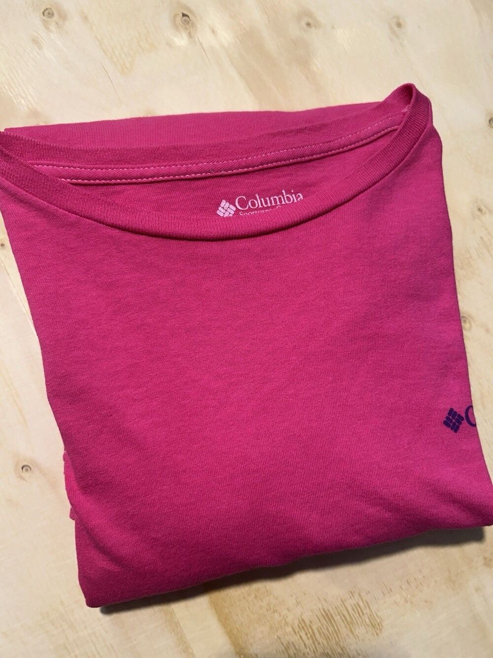 Columbia Men's Pink Logo Cotton Knit Long Sleeve Crew Neck T-Shirt XL